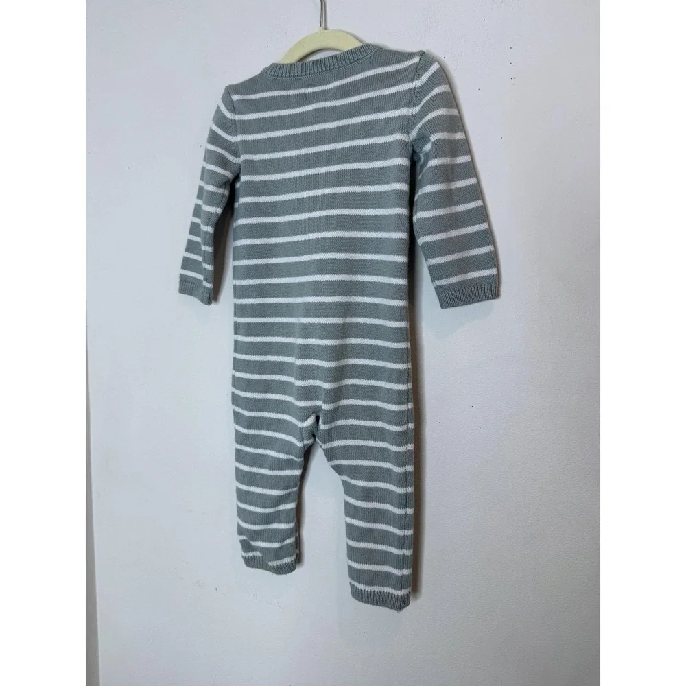 Little Planet By Carter's‎ Romper Baby Boys 18 Months Gray Stripe Knit One Piece